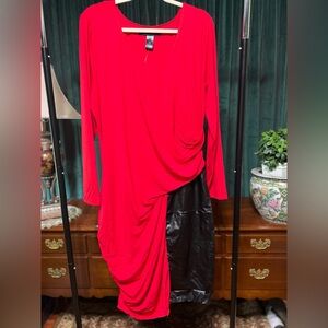 Ashley Stewart Red and Black Long Sleeve Dress